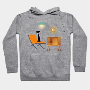 Vintage Cat Surrounded by Retro Furniture Hoodie